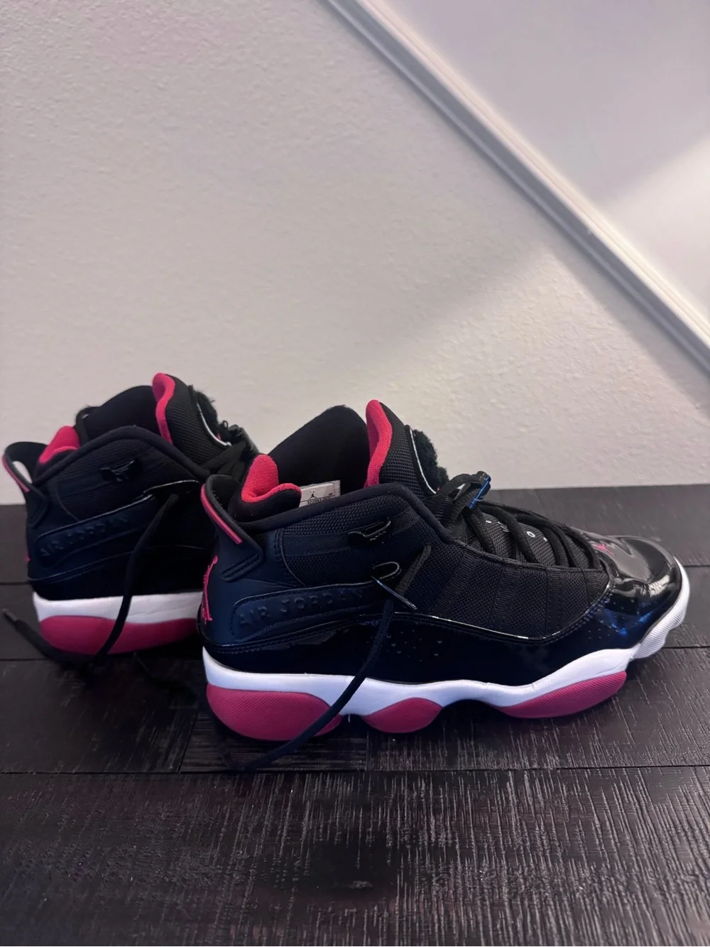 Jordan Men Black and Red High-Top Sneakers